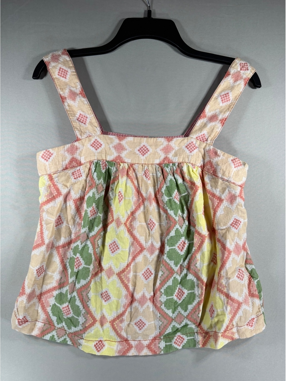 Anthropologie Sleeveless Button-Up Crop Top with Geometric Pattern size XS